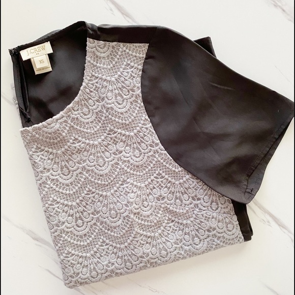 J.Crew Factory Grey lace Short Sleeve Tee - Picture 1 of 7